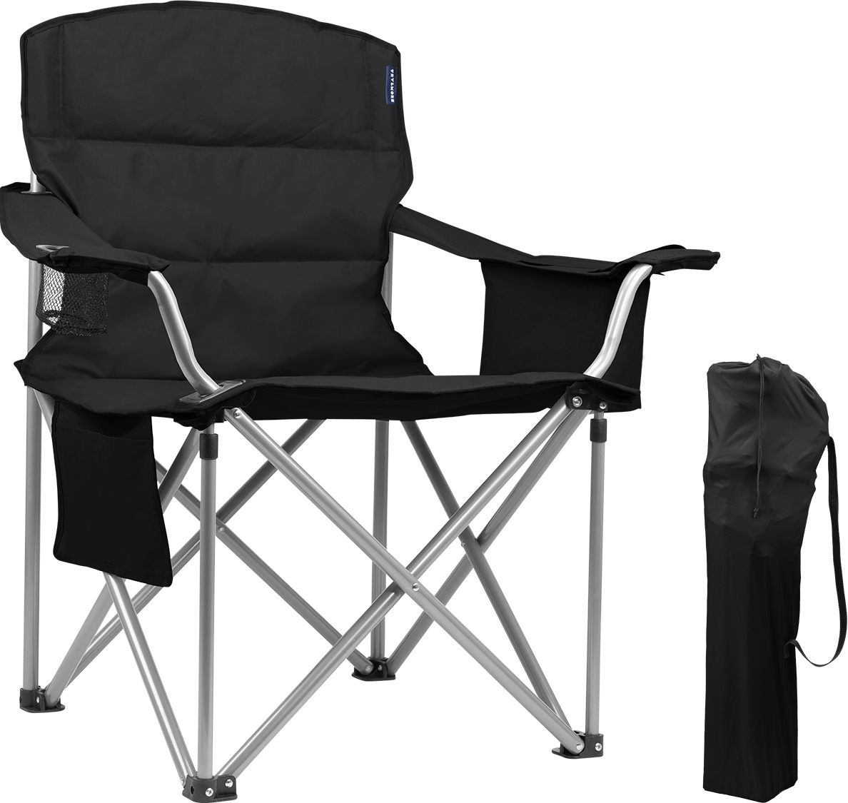 Opvouwbare Campingstoel - 150 kg draagvermogen -  Zwart