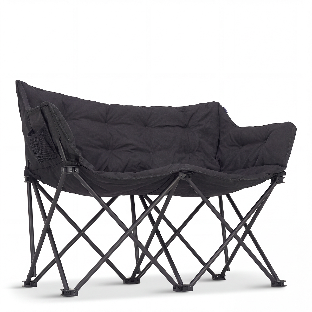 campingstoel, opvouwbaar, kussen, metalen frame, donkergrijs