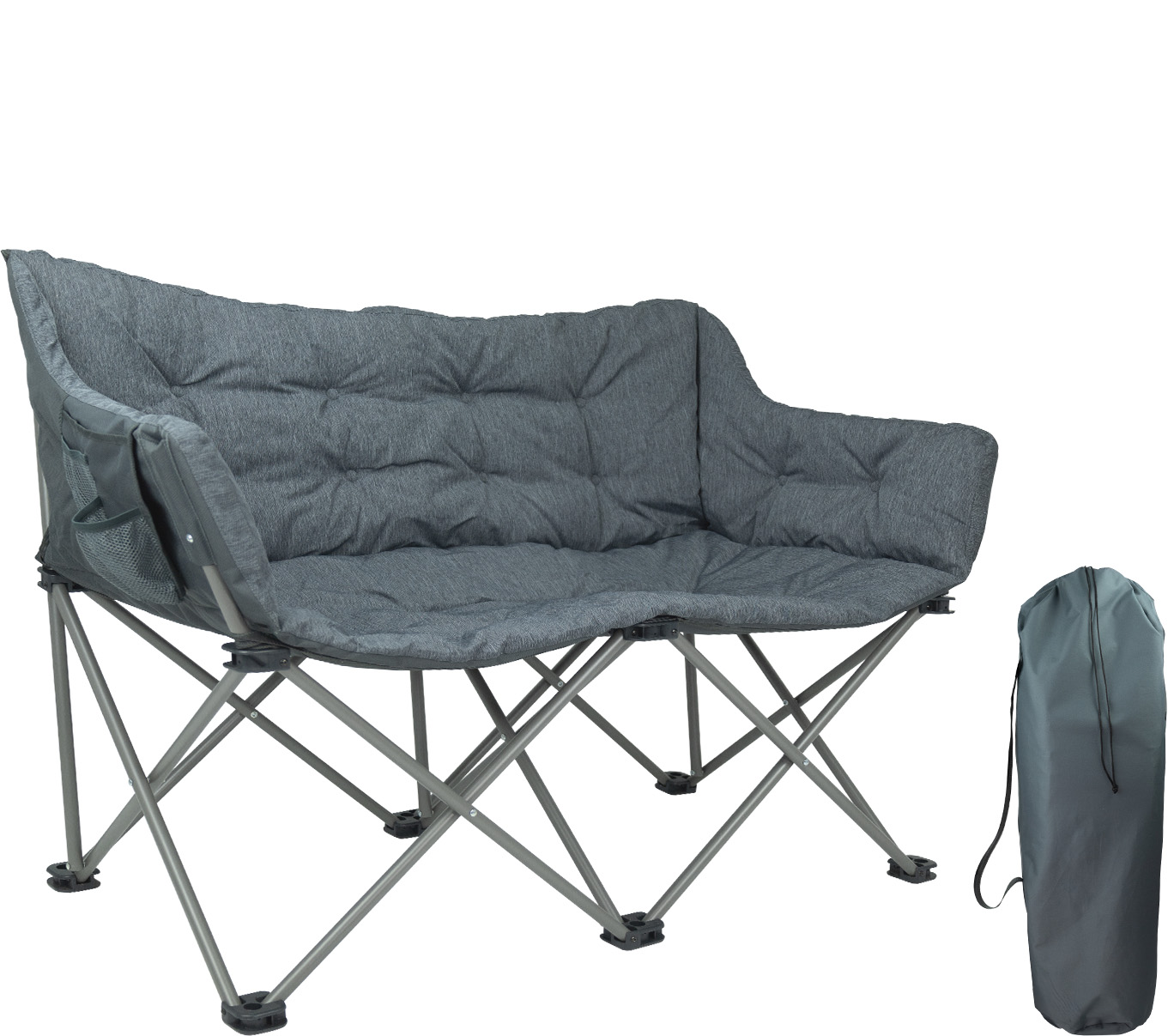 Campingstoel - 2 Personen - Loungebank - Grijs
