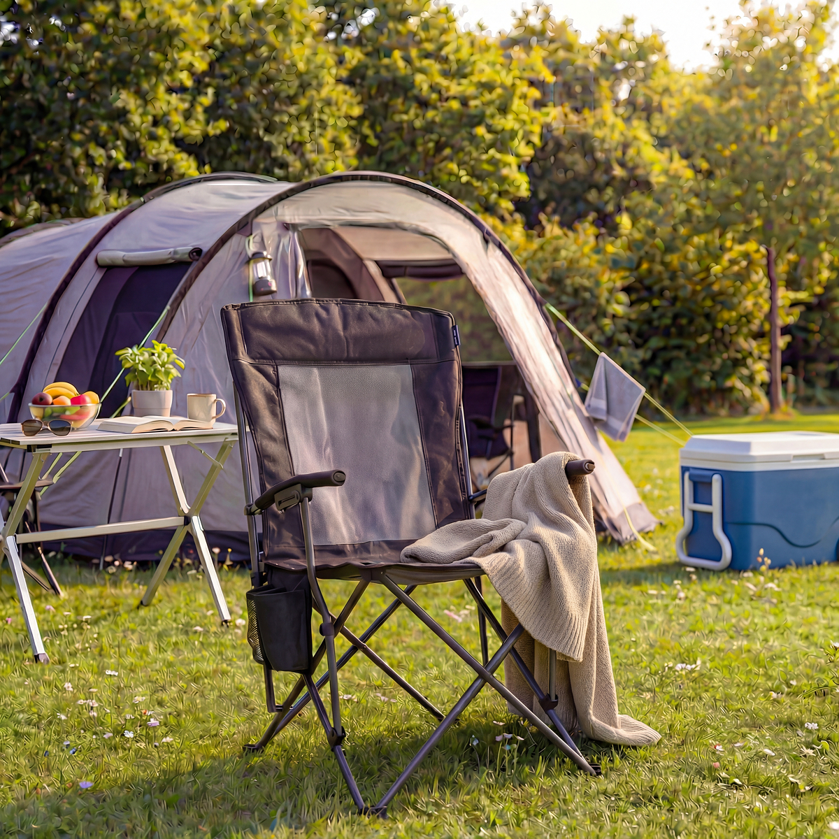 campingstoel, camping, tuinstoel, tas, koeler