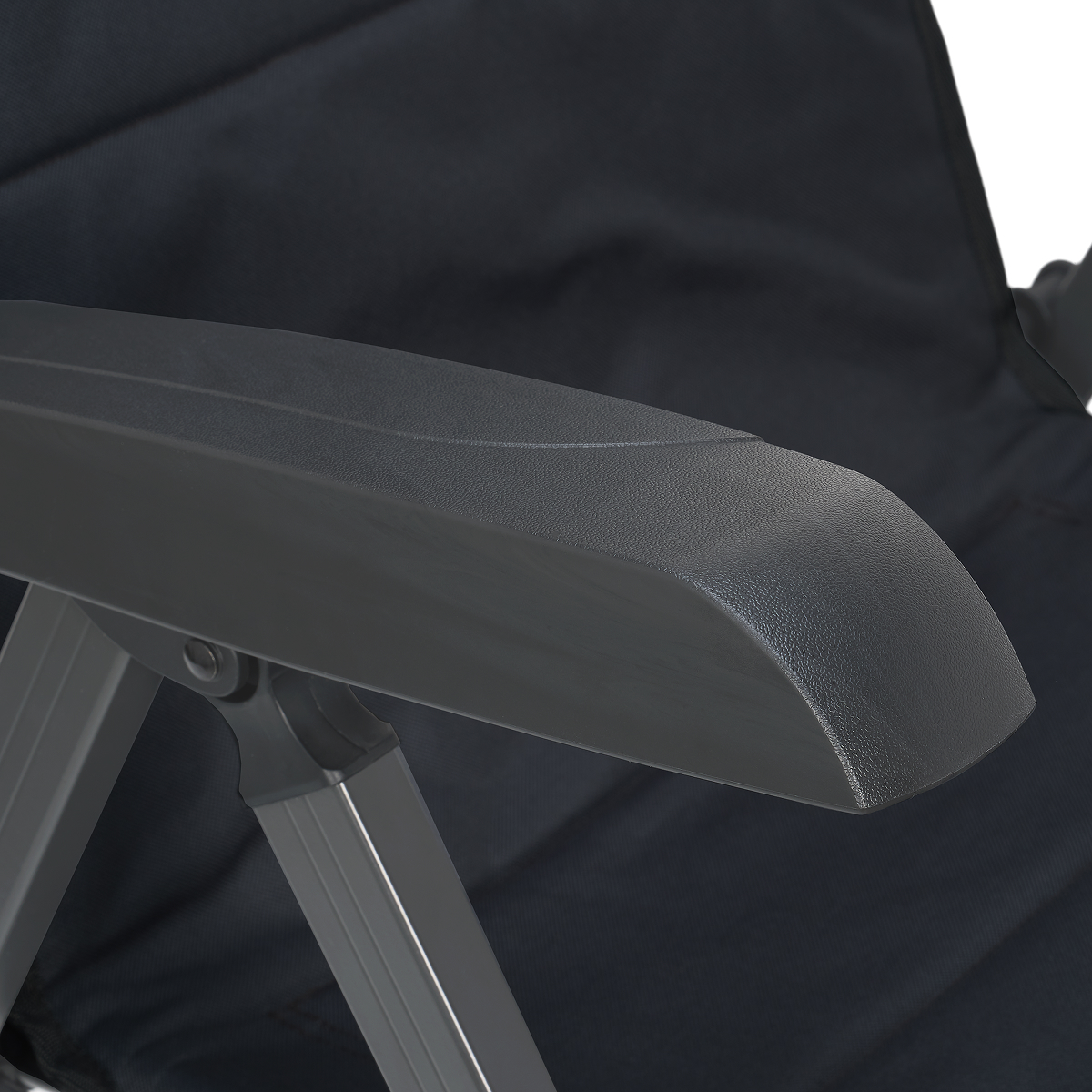 armleuning, kussen, metalen frame, rugstalen, grijs