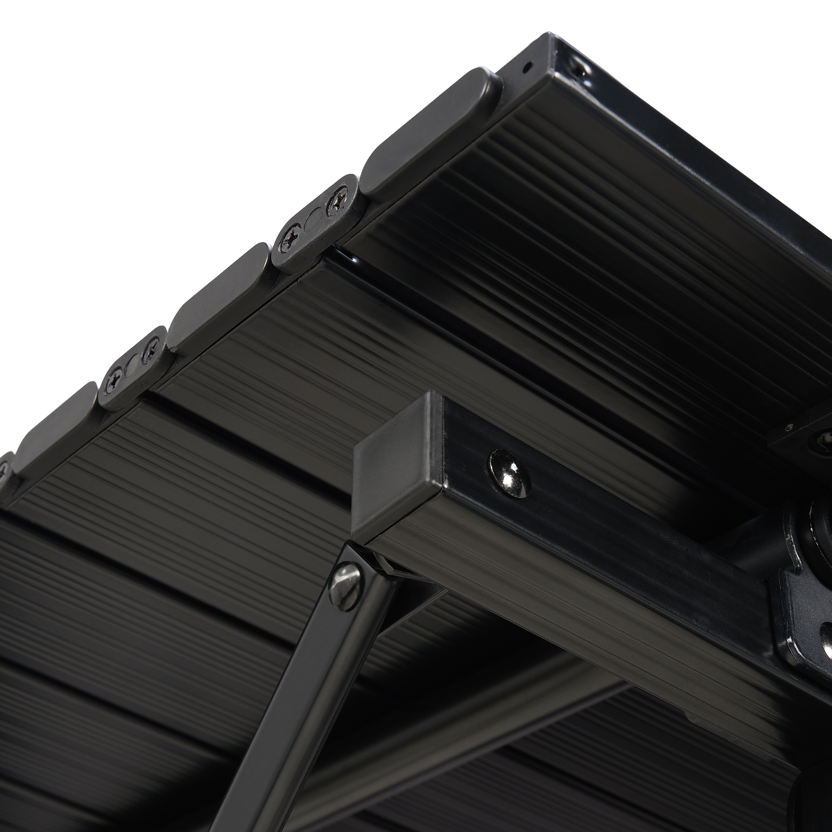 treden, paneel, aluminium, kleurzwart, verlichting rail/system