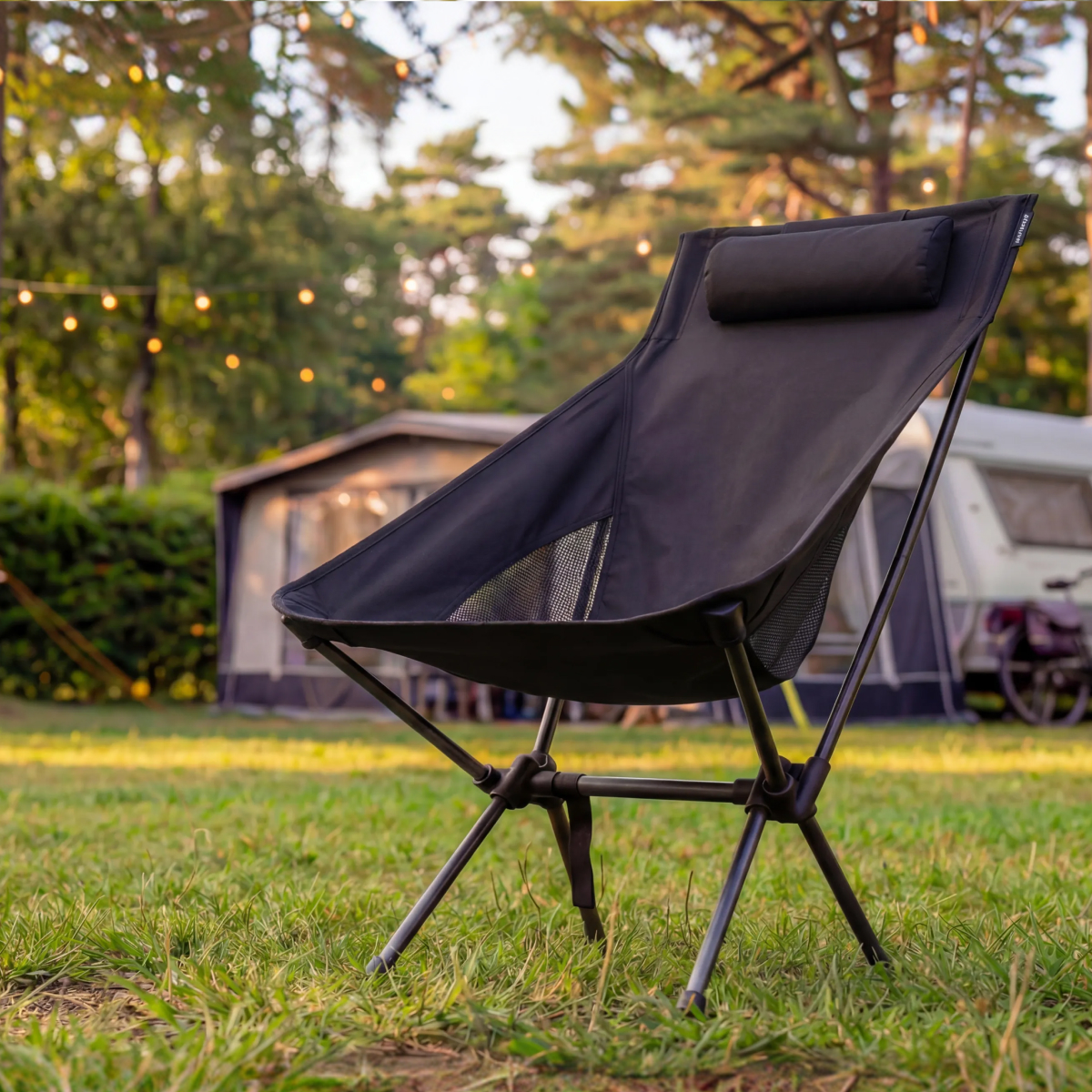 stoel, campingstoel, metalenFrame, donker, opvouwbaar