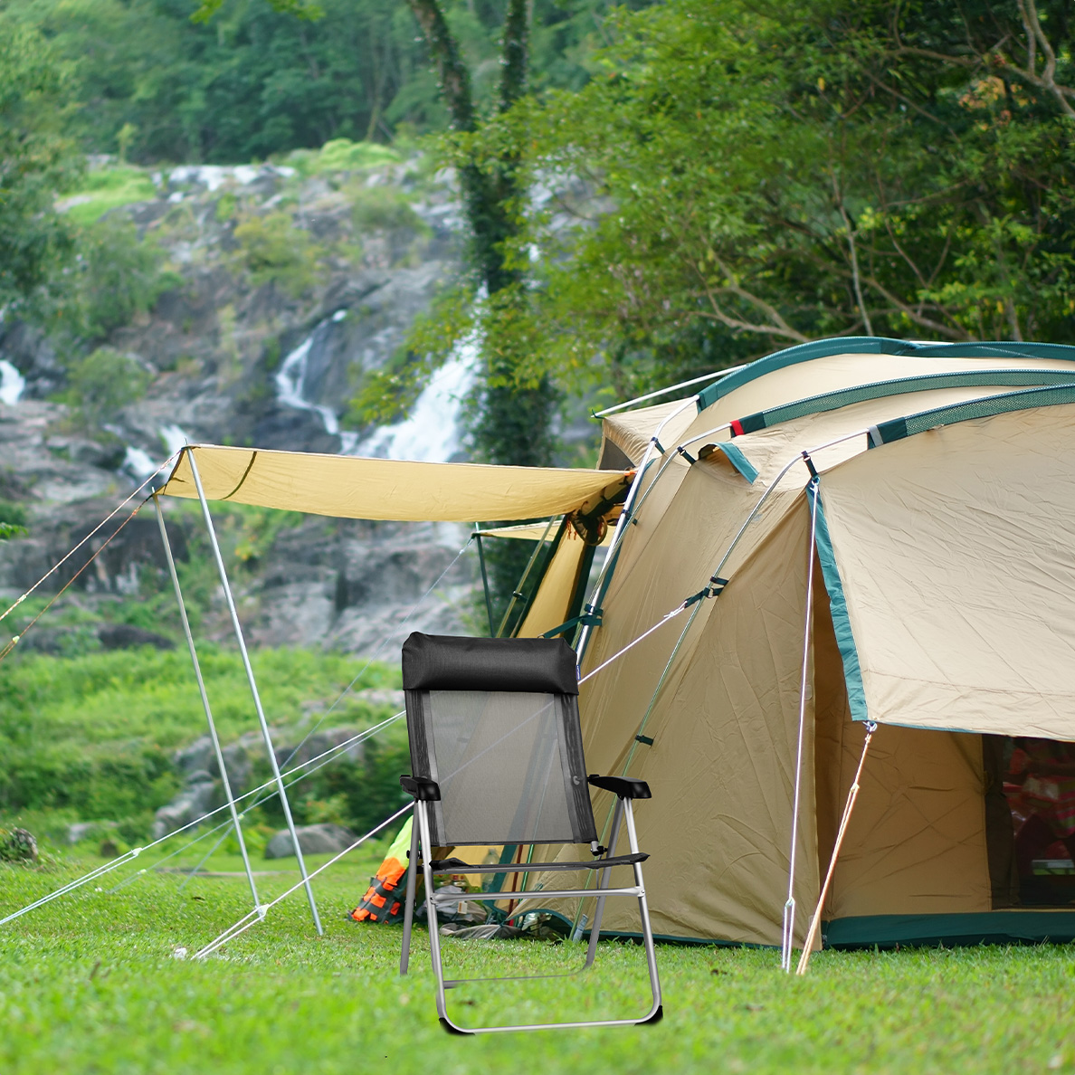 tent, camping, campingstoel, outdoor, kamperen