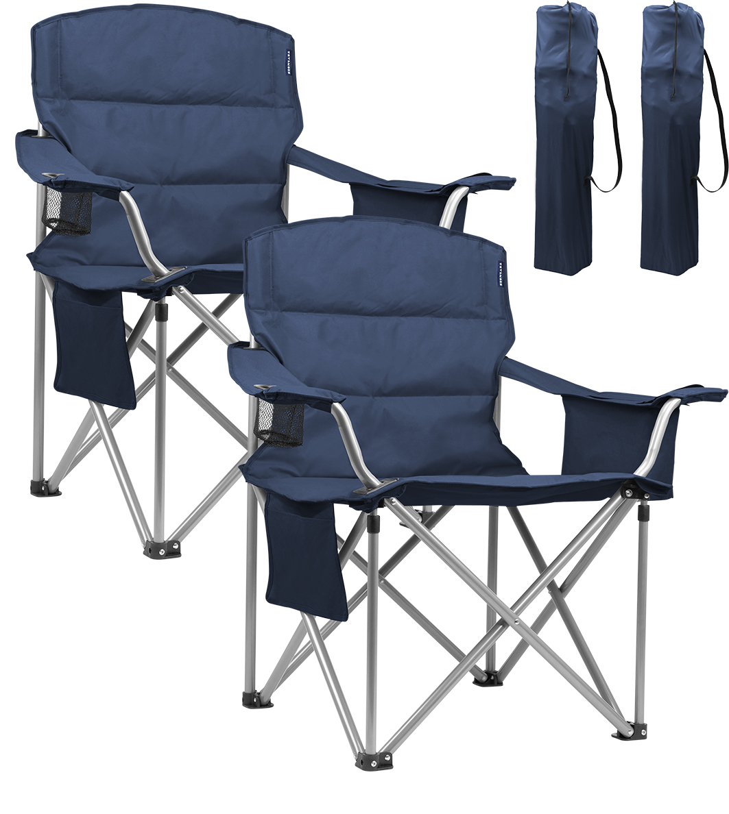 Campingstoelen XL - 2 Stuks - Opvouwbaar - Blauw
