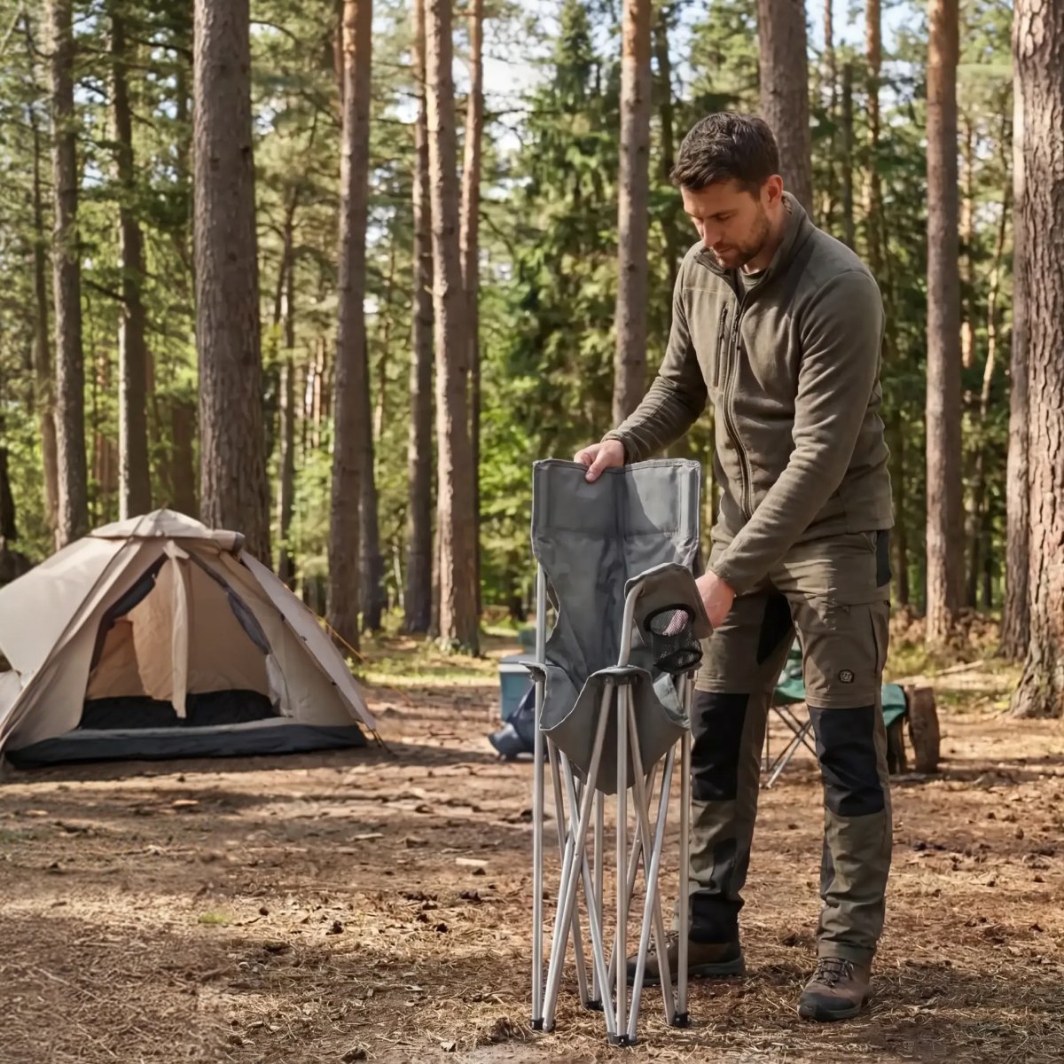 kampspullen, campingstoel, draagbare stoel, tien, natuur