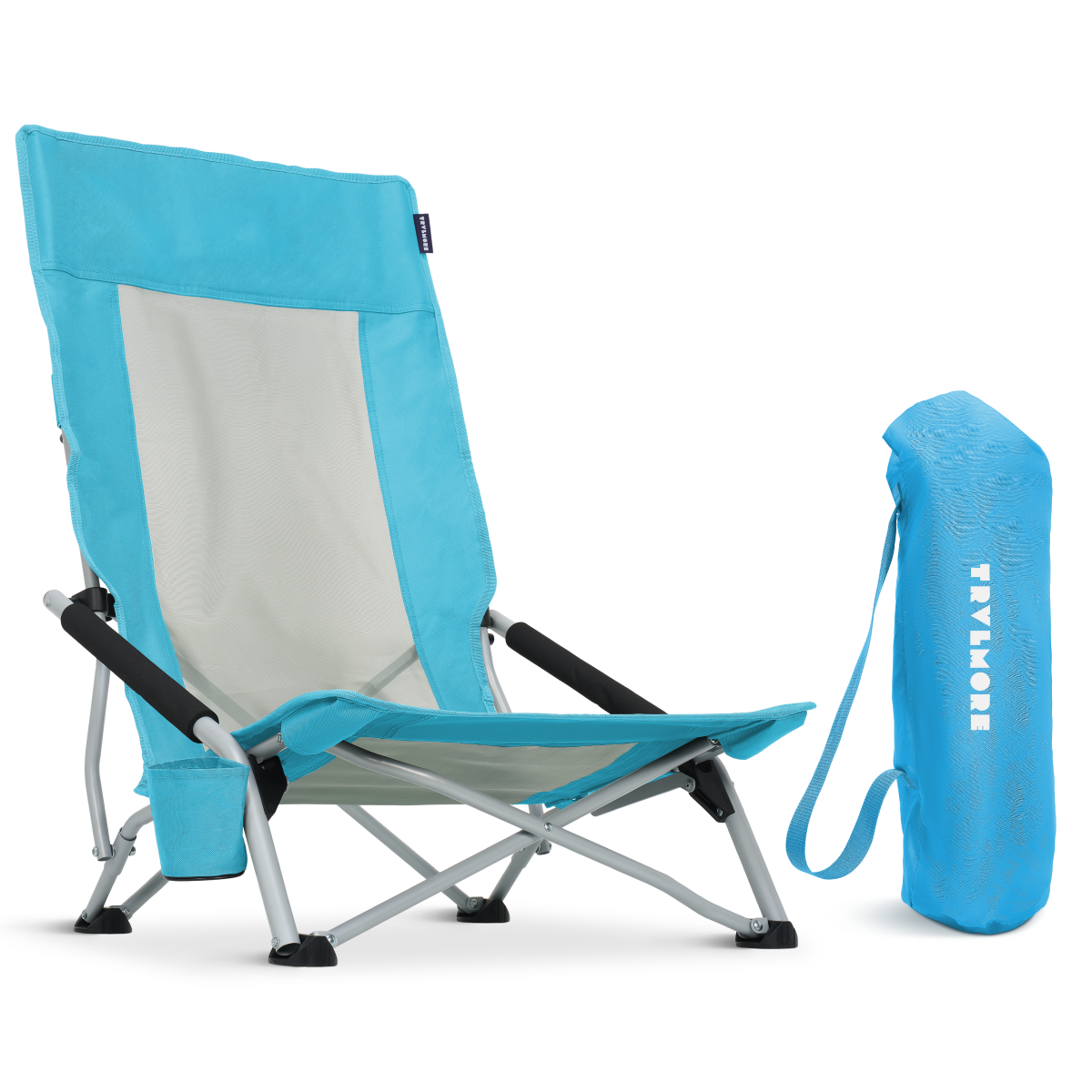 campingstoel, opvouwbaar, lichte-kleur, turquoise, accessoire-set