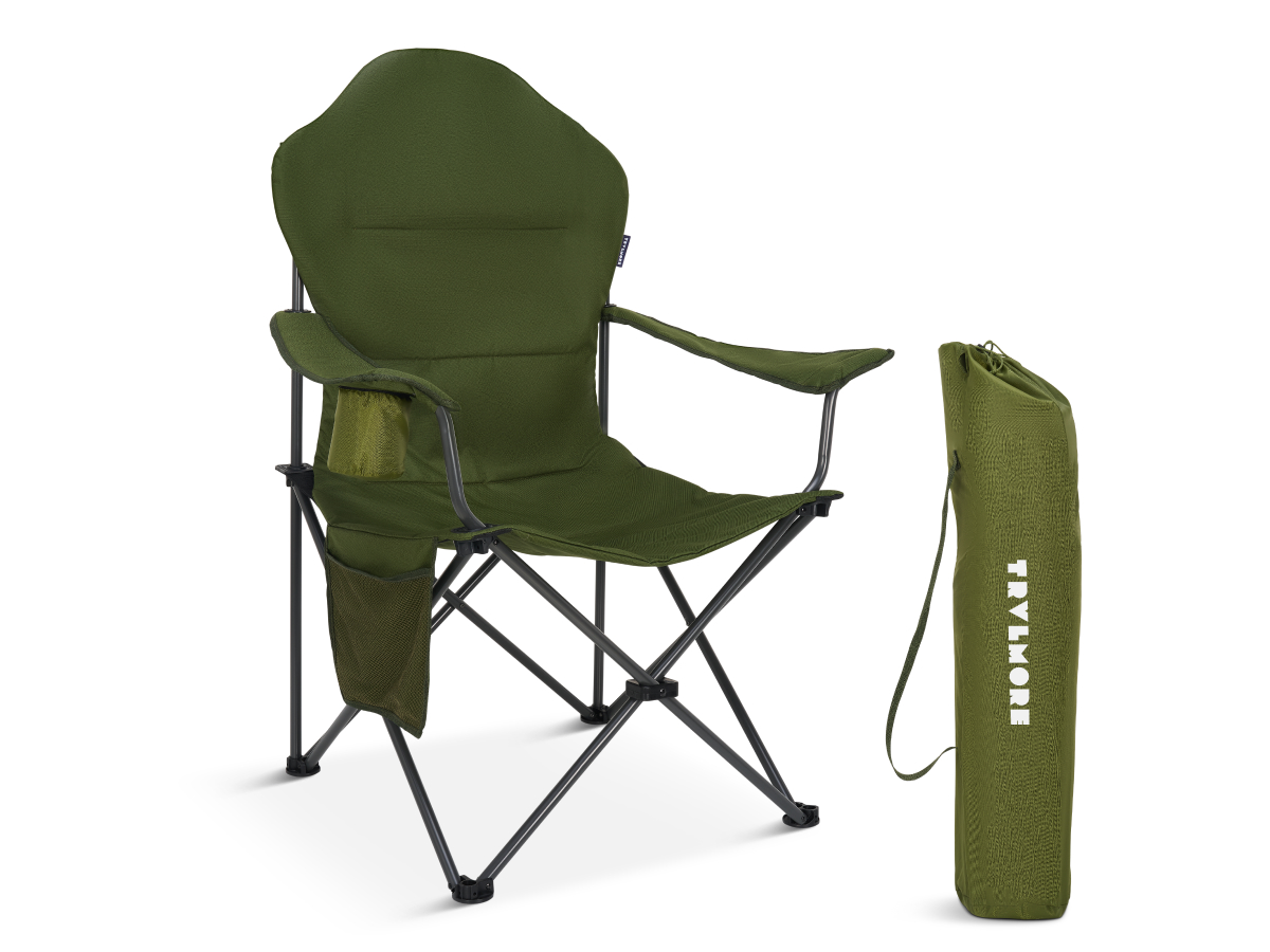 campingstoel, klapstoel, groen, opvouwbaar, padded armrest