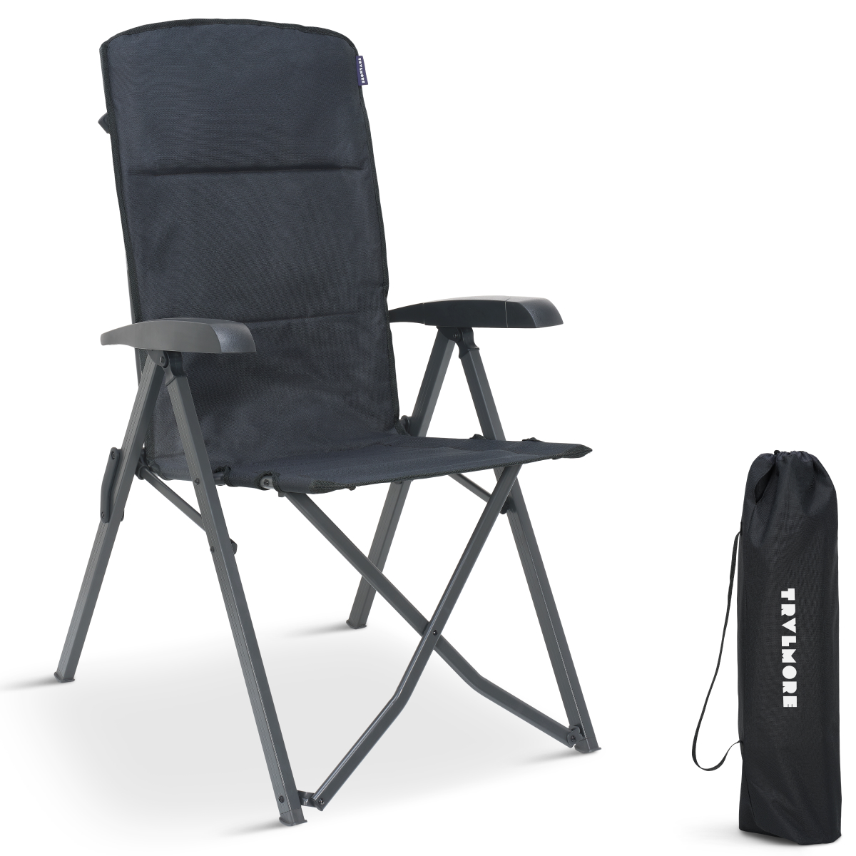 klapstoel, campingstoel, metalen frame, donkergrijs, opvouwbaar