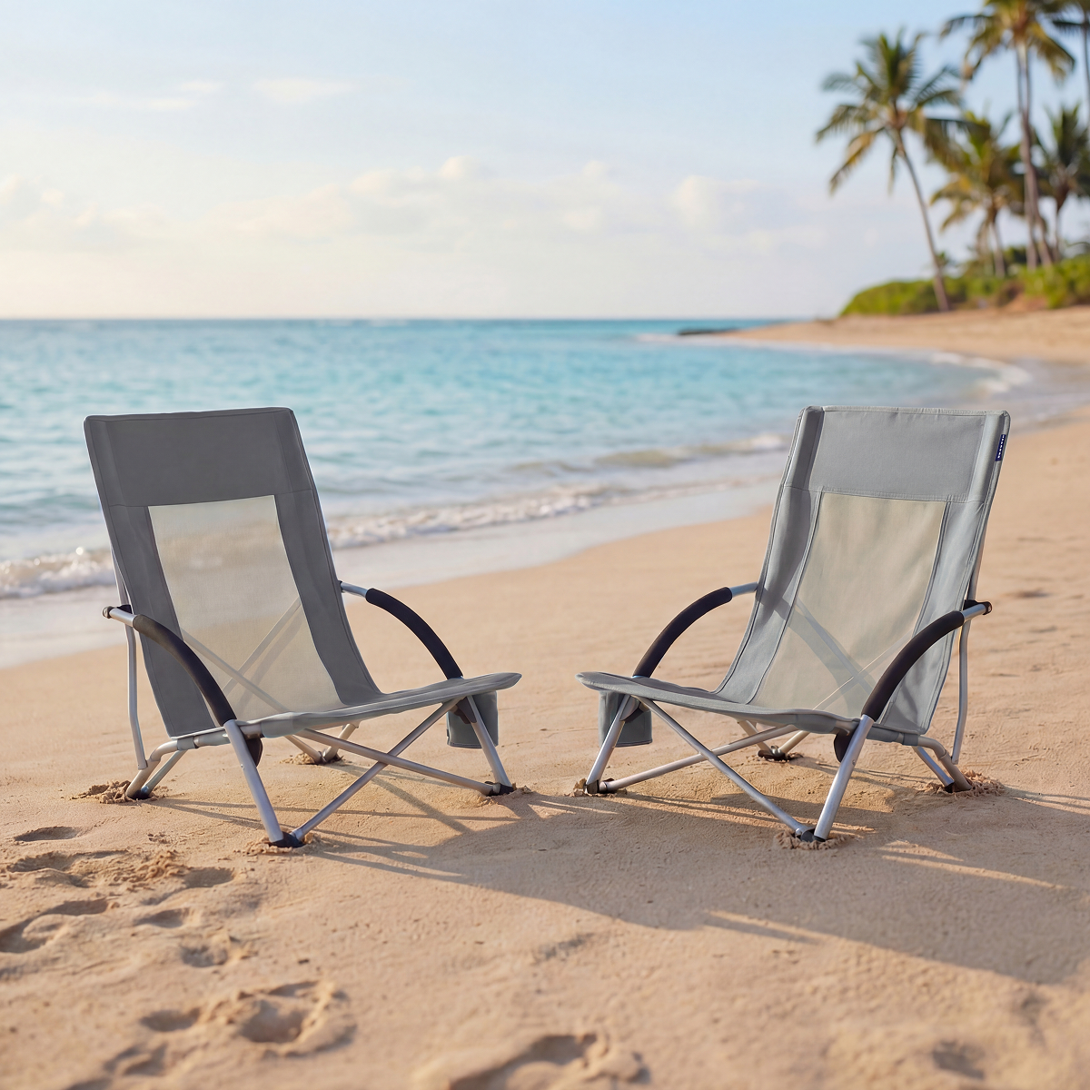 strandstoel, stoel, ligstoel, zonneterras, zand