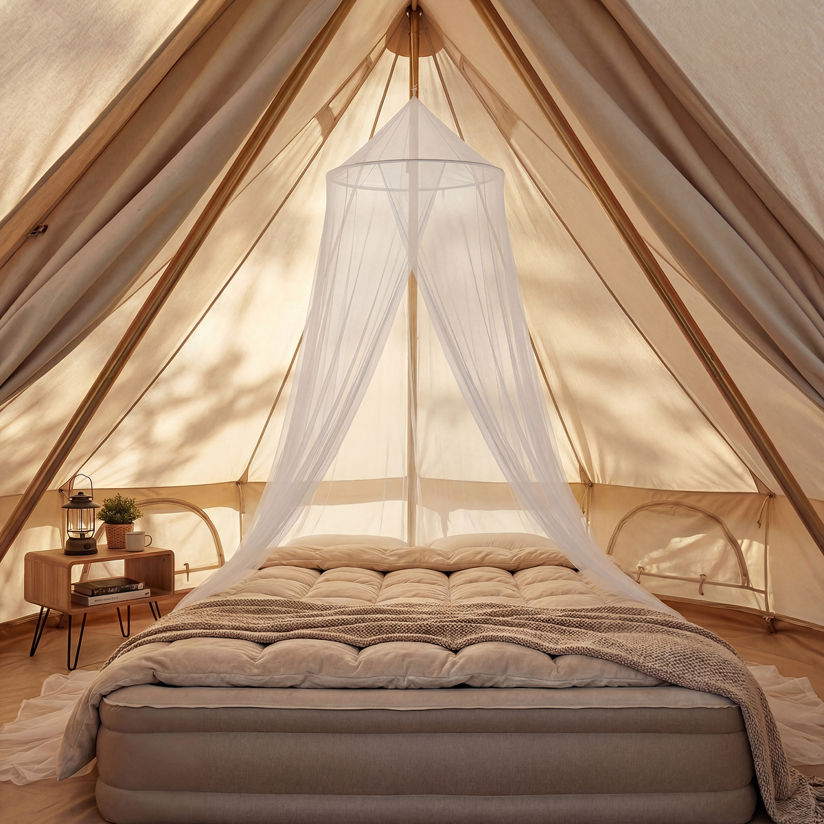 tent, king-size bed, canopy, mosquito net, linen