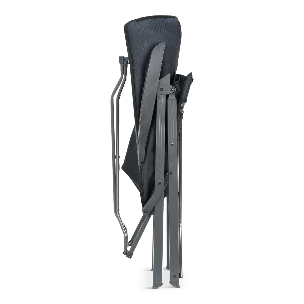 stoel, opvouwbaar, metalen frame, nylon doek, donkergrijs