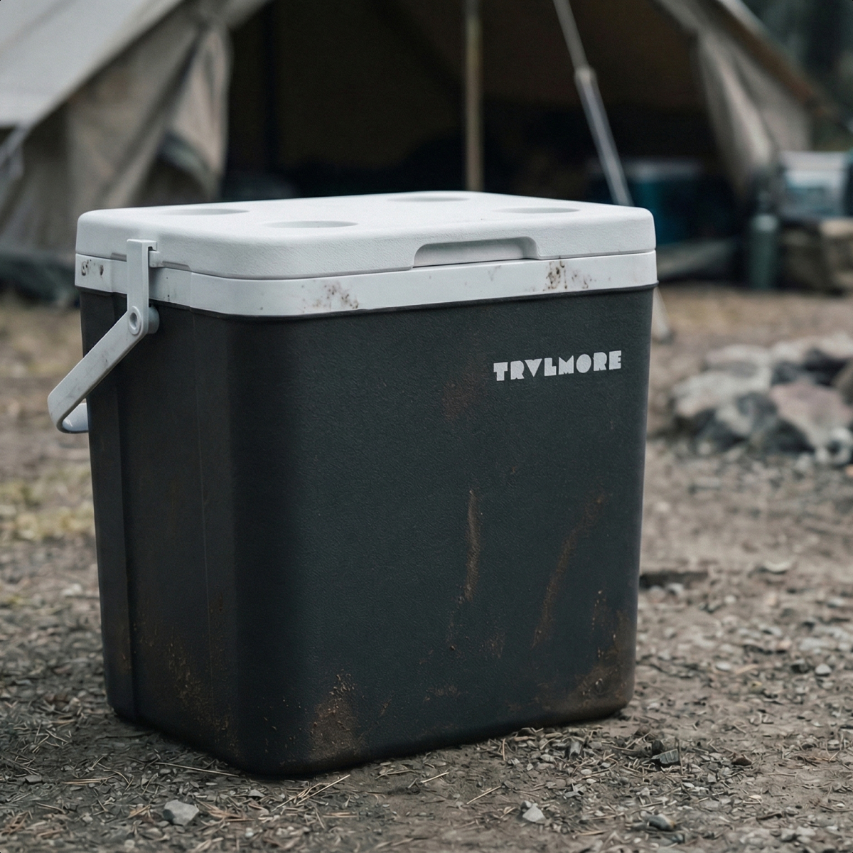 koelbox, cooler, plastic, grijs, camping