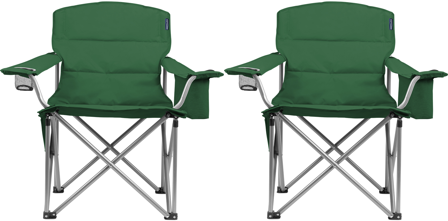 campingstoel, groene kleur, opvouwbaar, armleuningen, zakhouder