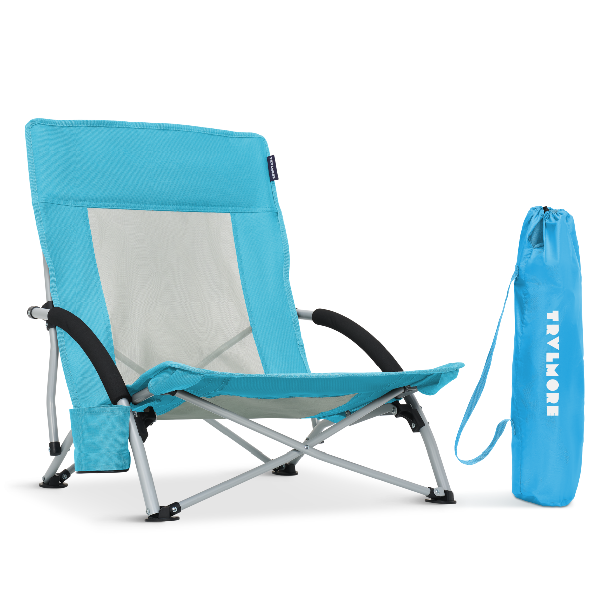 vouwstoel, strandstoel, turquoise, metalen frame, opvouwbaar