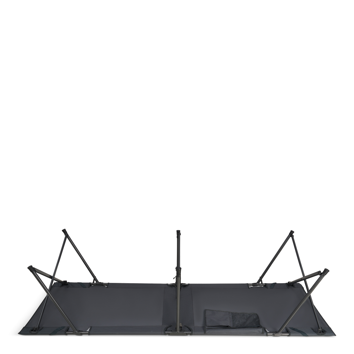camping cot, folding bed, metal frame, mosquito net, black color