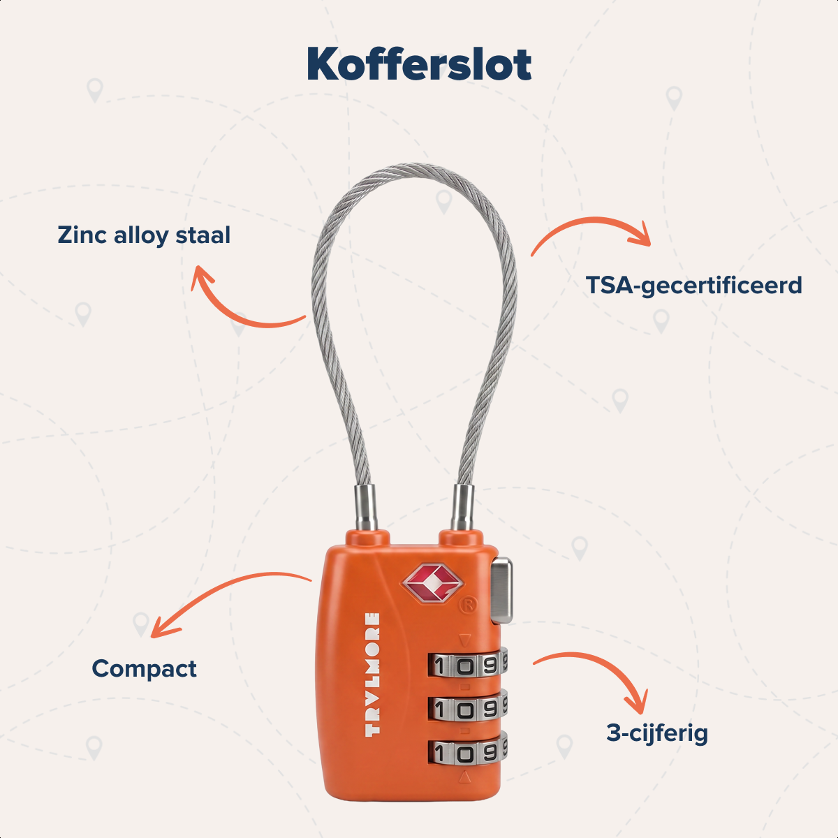koffer, vliegtuigsloten, zinc, staal, 3-cijferig