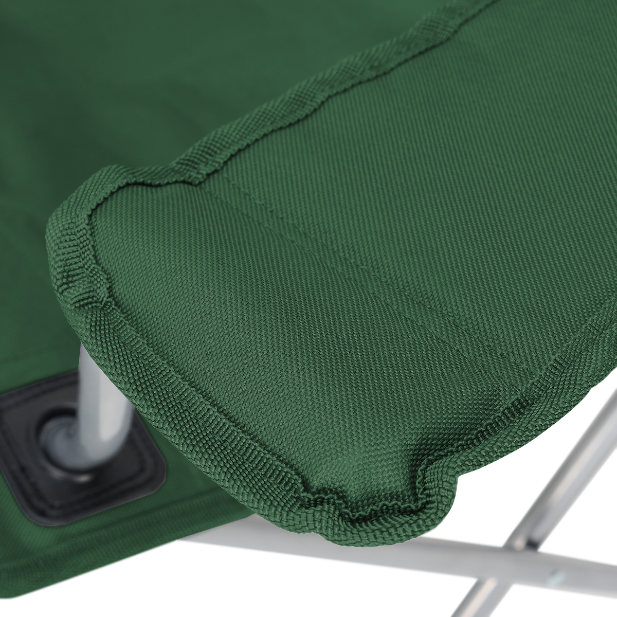 stapelstoel, achtige stoel, groene stof, canvas/nylon, pootenkap