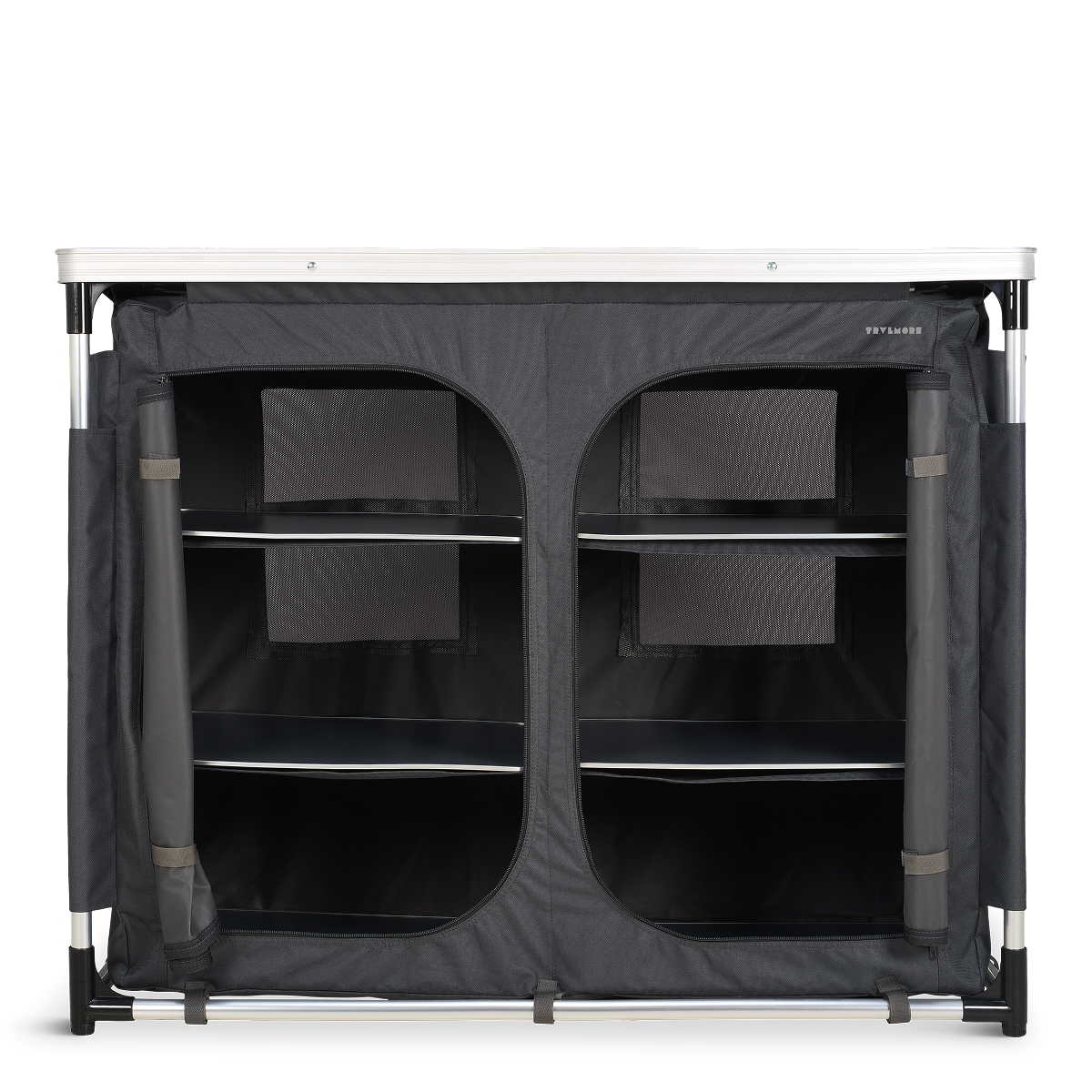 reisekast, opvouwbaar, opbergvak, metalen frame, grijs
