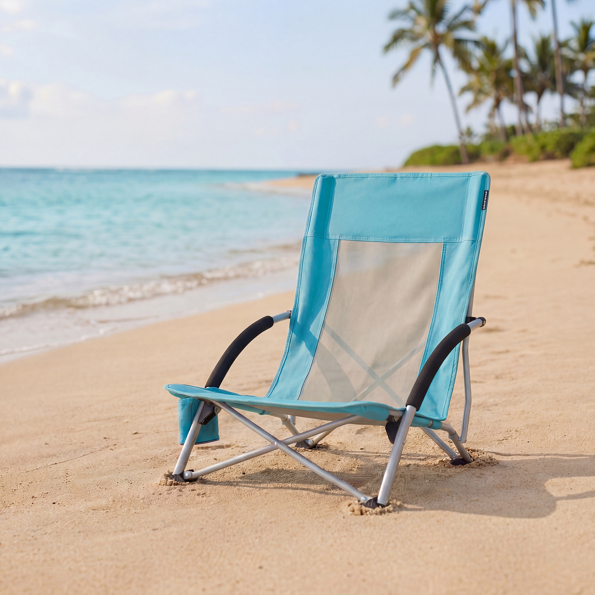strandstoel, katoenen doek, turkoois, zonnenstoel, strandvakantie