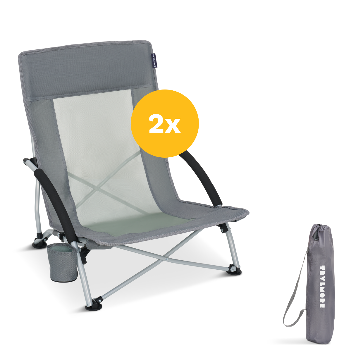 stoel, campingsstoel, lichtgewicht, grijs, opvouwbaar