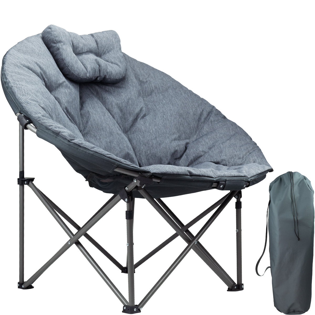 Campingstoel XL - Vlinderstoel - Grijs