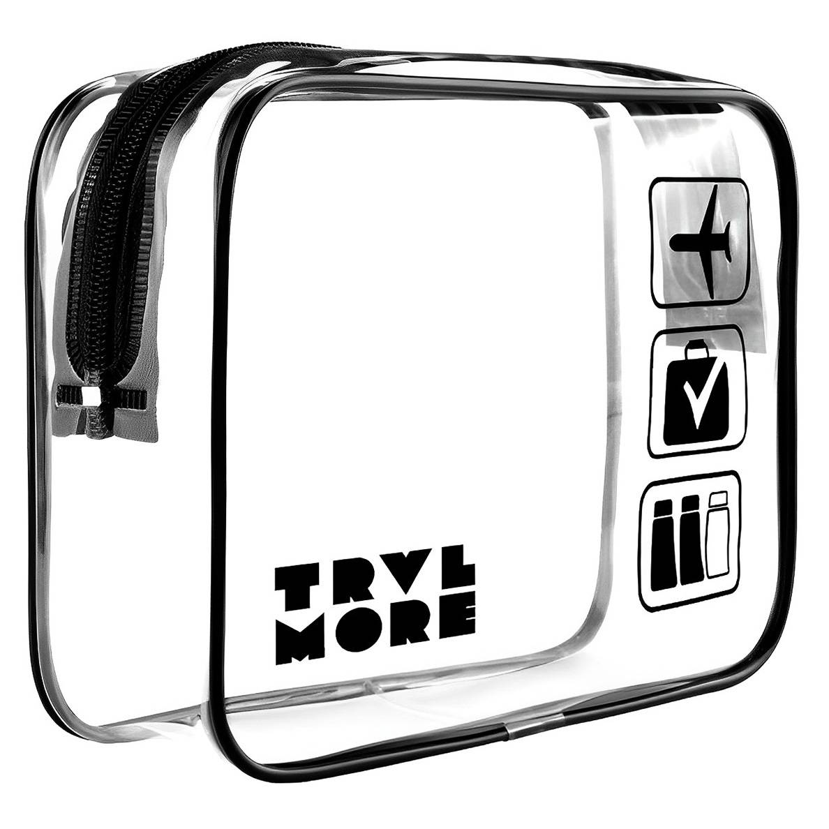 TRVLMORE Transparante Toilettas - Zwart/Transparant